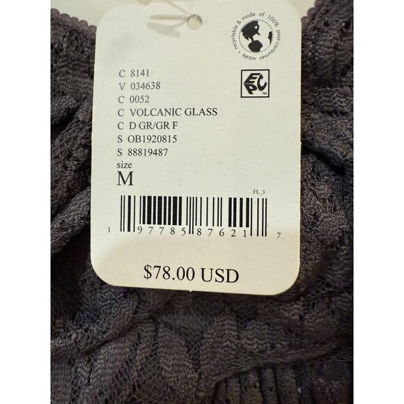 Free People Womens Bodysuit Intimately Medium Volcanic Glass Gray Lace NWT $78 - Picture 5 of 10